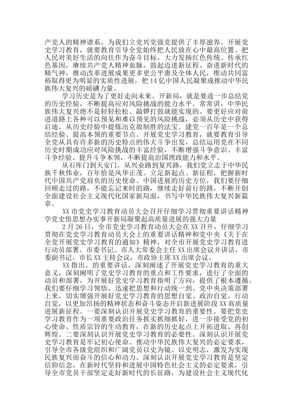 学党史悟思想办实事开新局论学习贯彻在党史学习教育动员大会上重要发言心得体会2篇_第2页