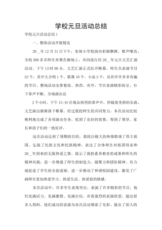 学校元旦活动总结