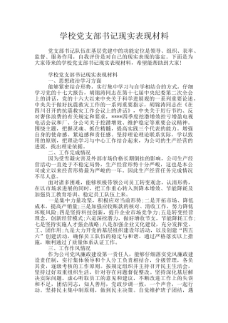 学校党支部书记现实表现材料