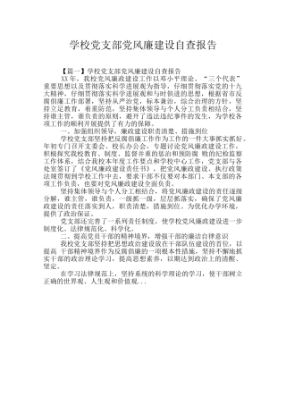 学校党支部党风廉建设自查报告