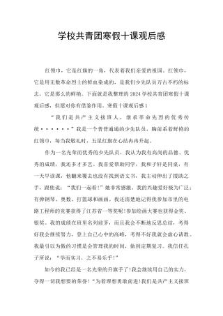 学校共青团寒假十课观后感
