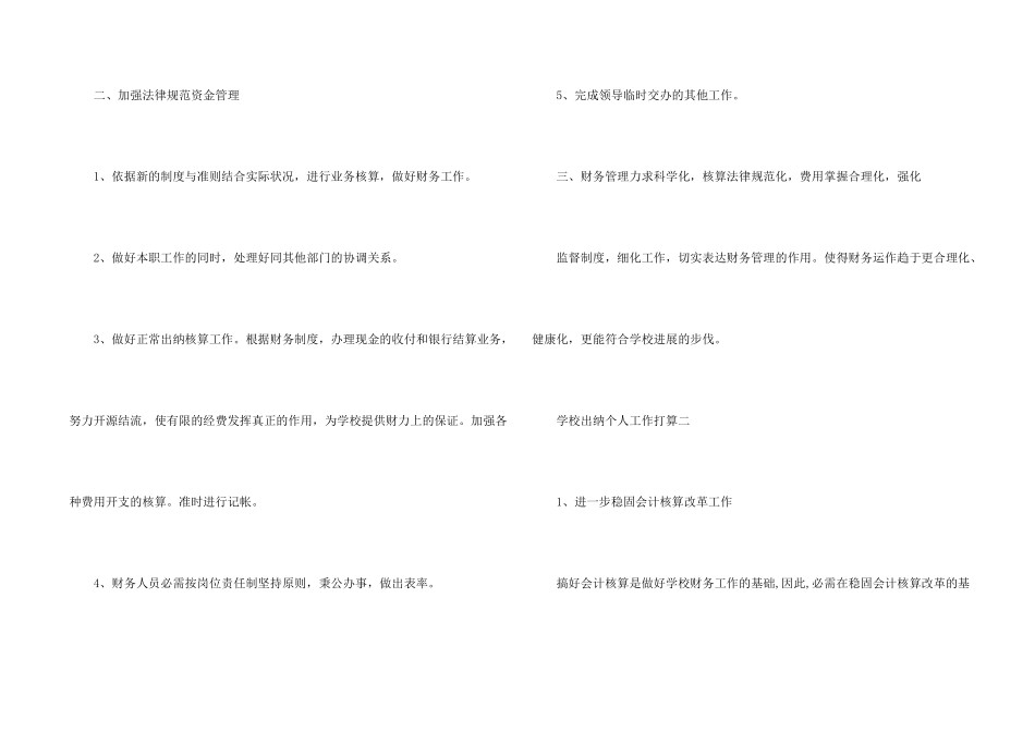 学校出纳个人工作计划2024_第2页