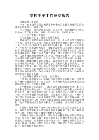 学校出纳工作总结报告