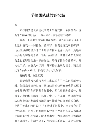 学校团队建设的总结