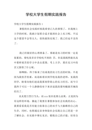 学校大学生假期实践报告