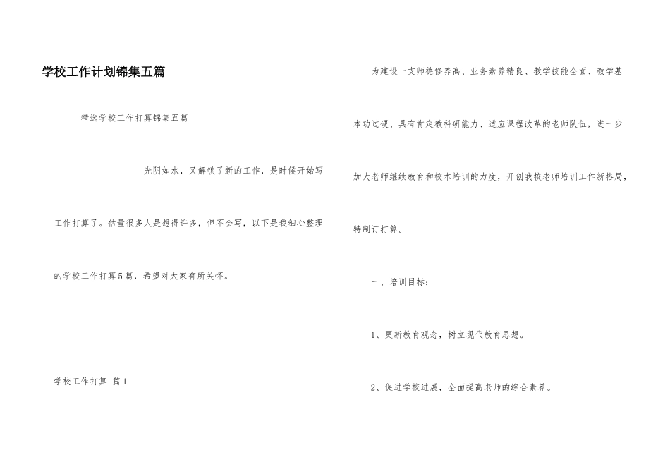 学校工作计划锦集五篇_第1页
