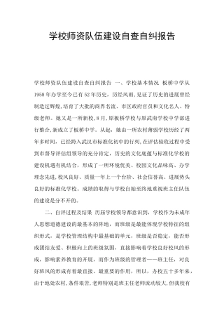 学校师资队伍建设自查自纠报告