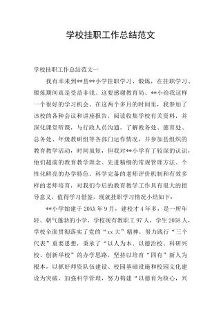 学校挂职工作总结范文