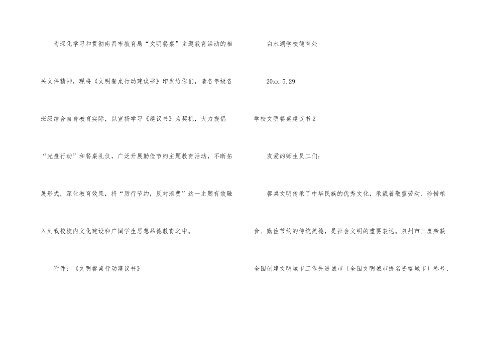 学校文明餐桌倡议书15篇_第2页