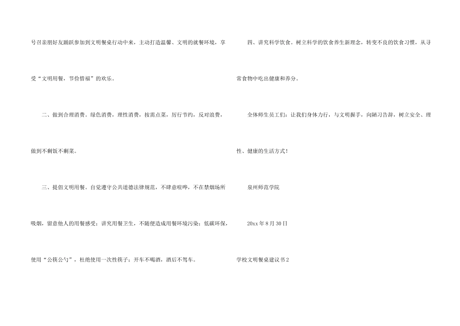 学校文明餐桌倡议书_第2页