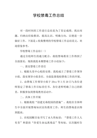 学校禁毒工作总结