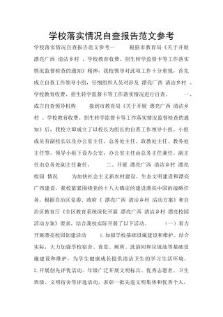 学校落实情况自查报告范文参考