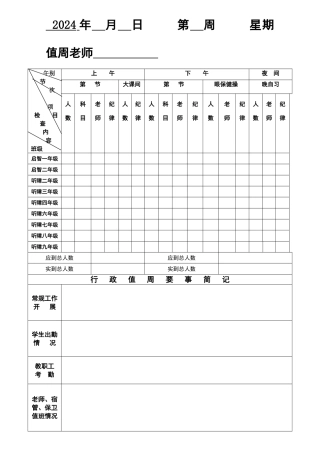 学校行政值周记录