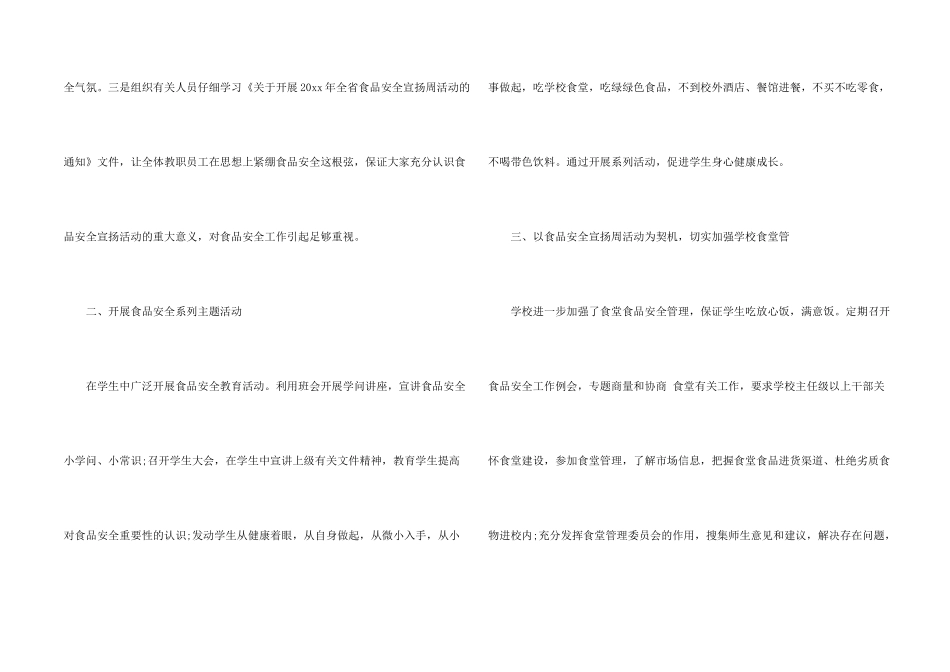 学校食品安全宣传周活动总结汇编8篇_第2页