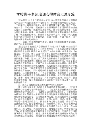 学校骨干教师培训心得体会汇总8篇