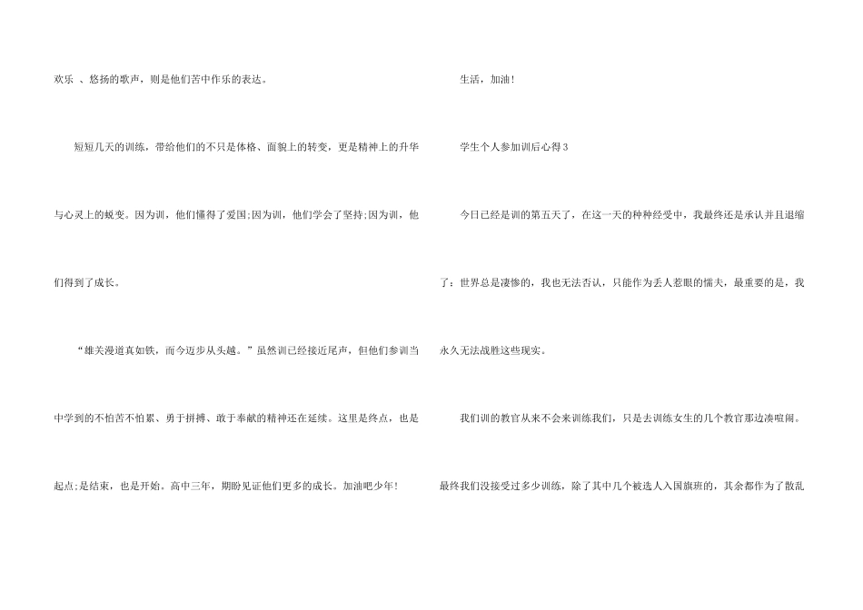 学生个人参与军训后心得五篇_第3页