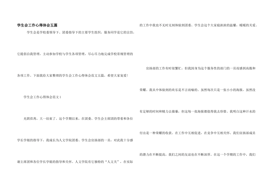 学生会工作心得体会五篇_第1页
