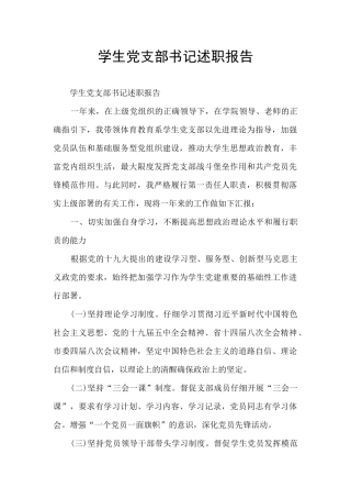 学生党支部书记述职报告