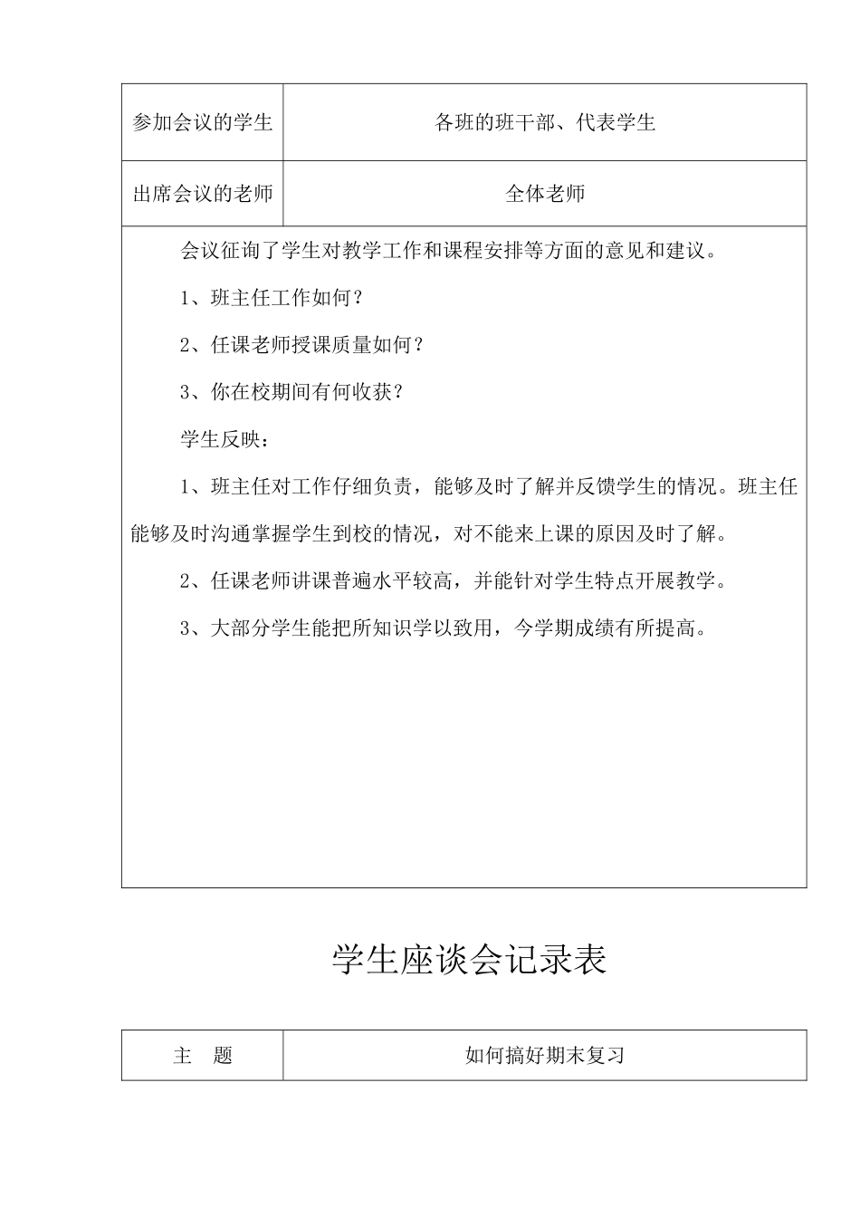 学生座谈会记录表_第3页