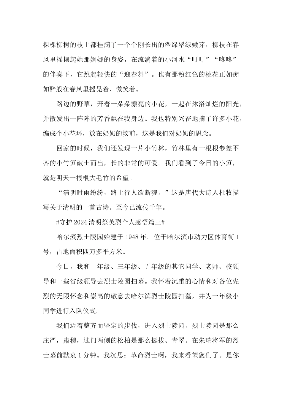 守护2024清明祭英烈个人感悟5篇_第3页