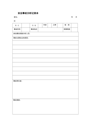 安全事故分析记录本