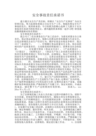 安全事故责任承诺书