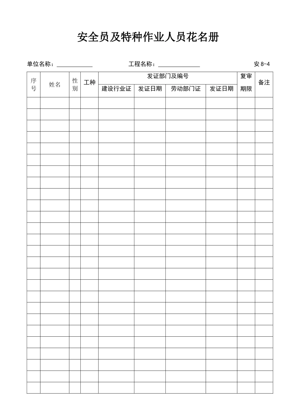 安全员及特种作业人员花名册_第1页
