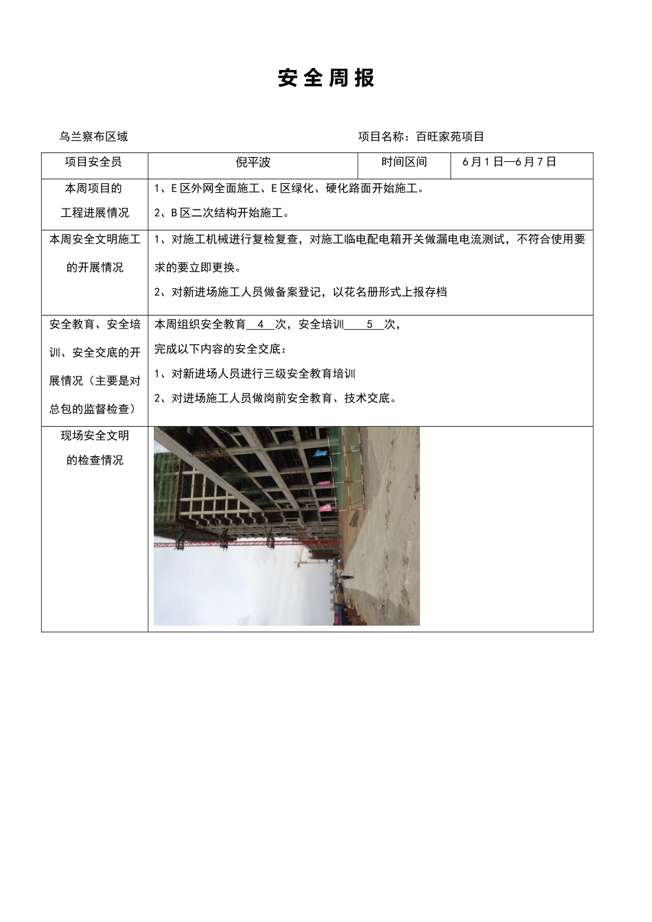 安全周报模板-_第1页