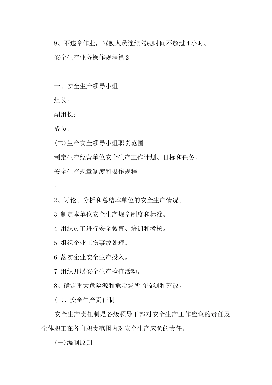安全生产业务操作规程范文_第2页