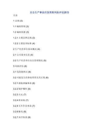 安全生产事故应急预案风险评估]报告