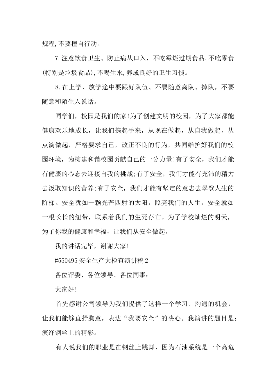 安全生产大检查演讲稿模板5篇_第2页