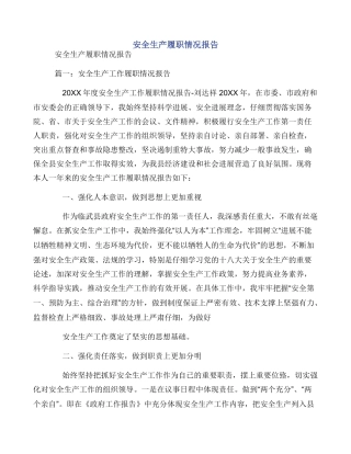 安全生产履职情况报告