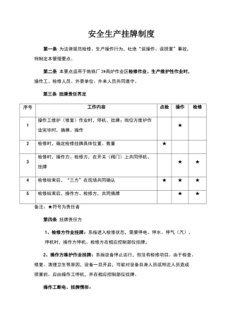 安全生产挂牌制度
