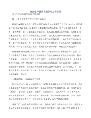 安全生产百日攻坚行动工作总结