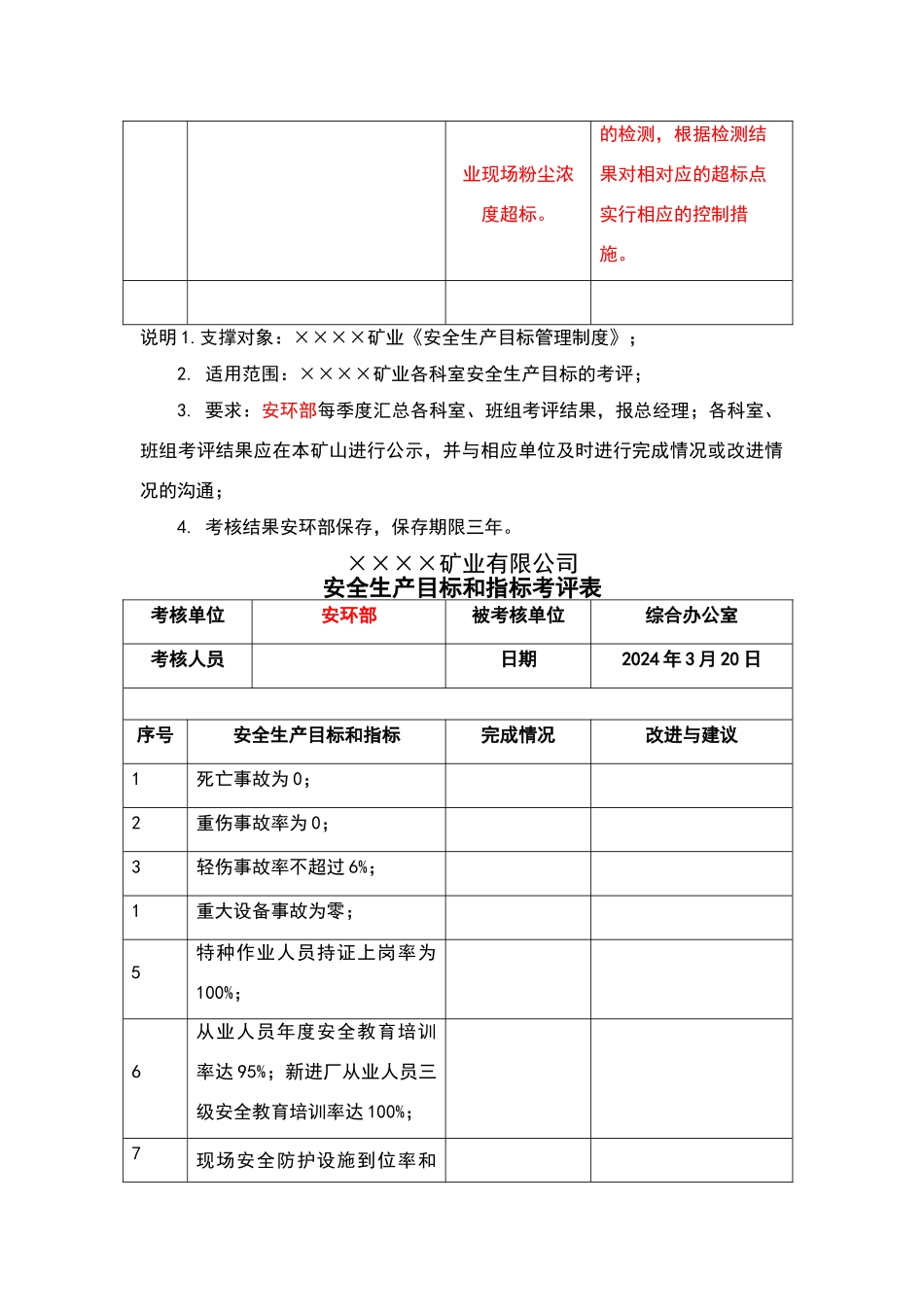 安全生产目标和指标考评表_第2页