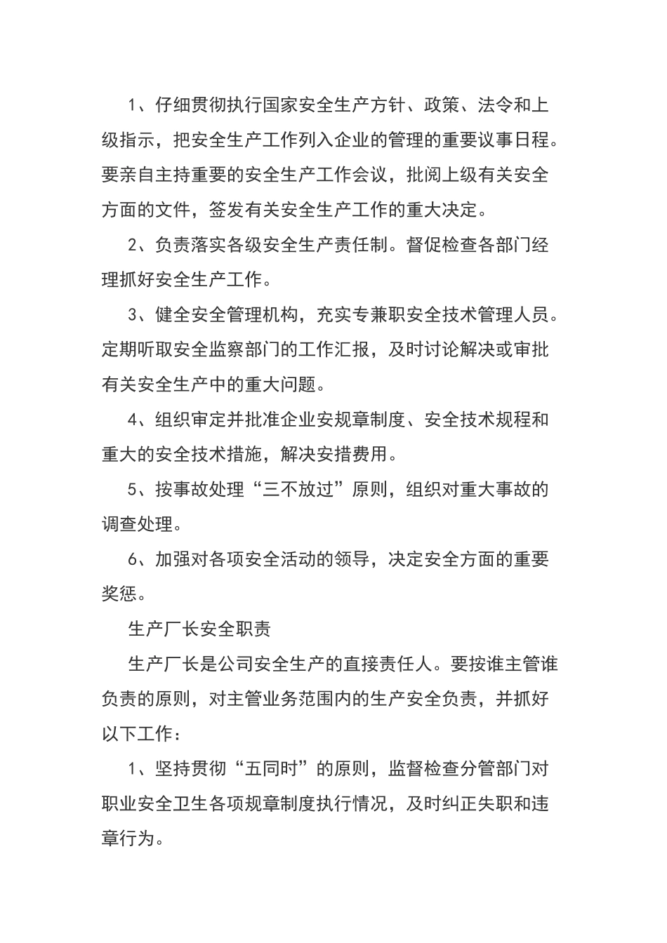 安全生产责任制清单及详细内容_第2页