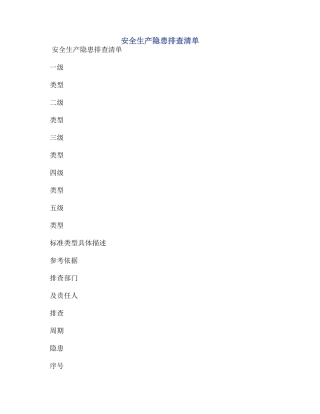 安全生产隐患排查清单