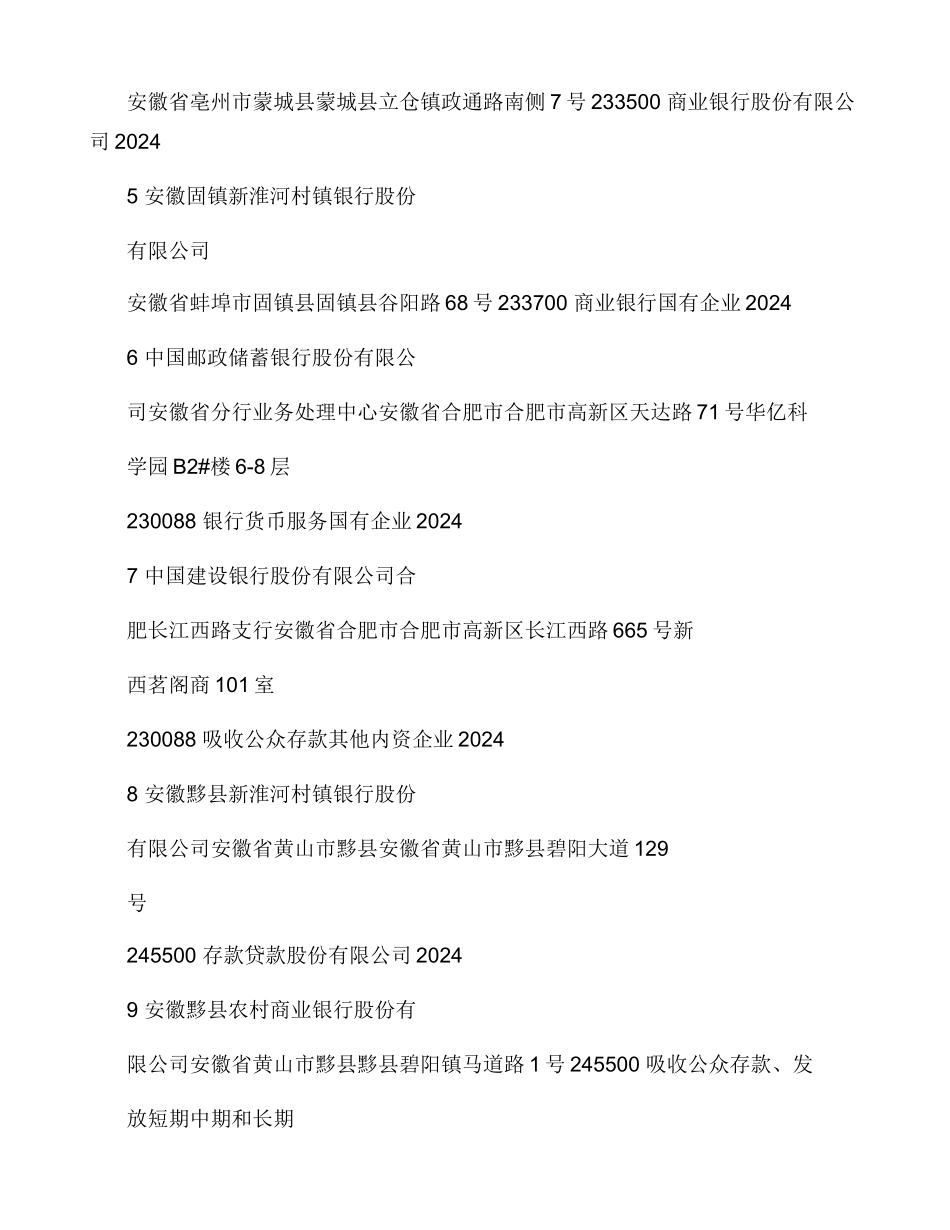 安徽省银行名录530家_第2页