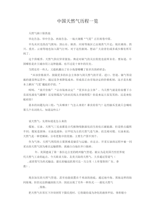 中国天然气历程一览