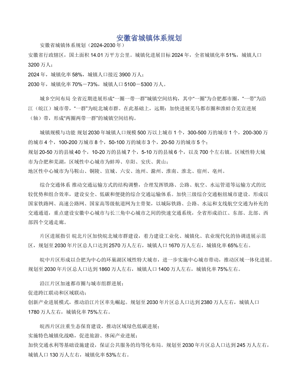 安徽省城镇体系规划_第1页