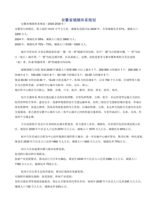 安徽省城镇体系规划