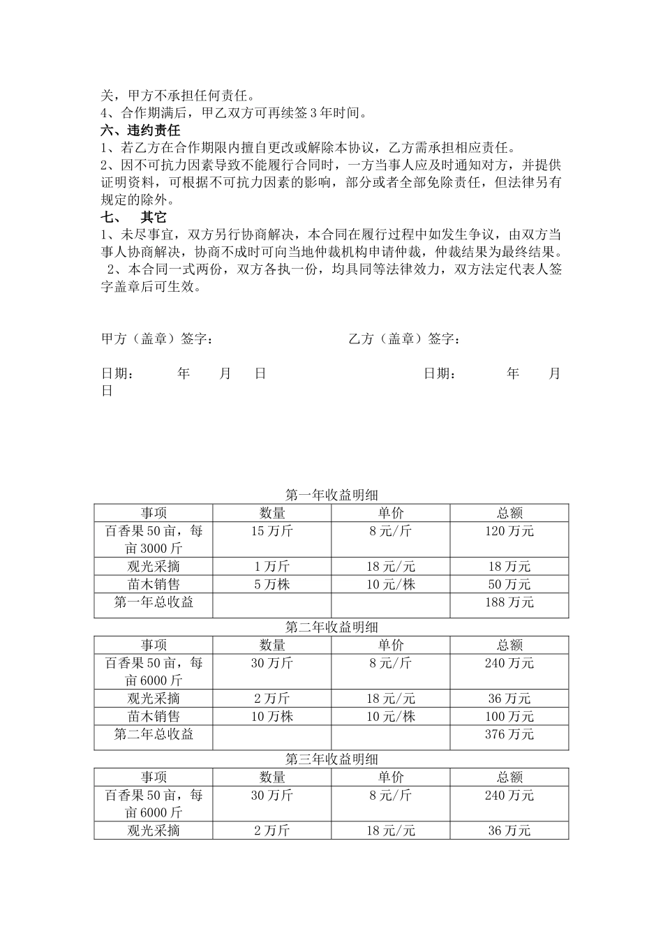 定安县百香果种植合作协议_第3页