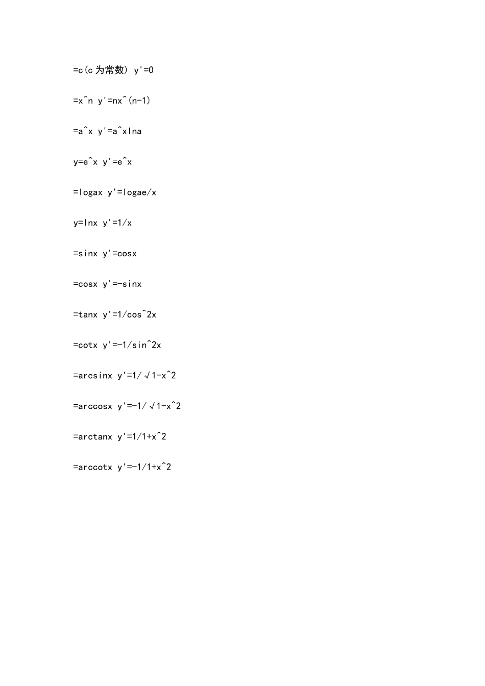 定积分公式表_第1页