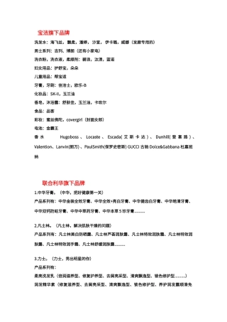 宝洁和联合利华旗下品牌