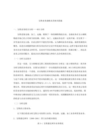 宝铁业务战略及其相关措施