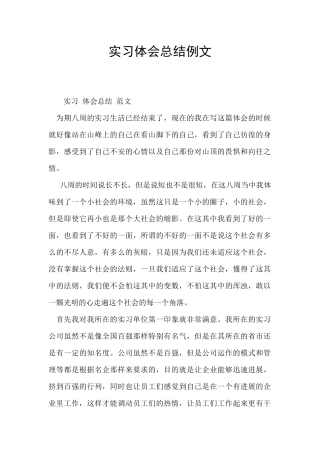 实习体会总结例文