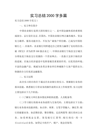 实习总结2000字多篇