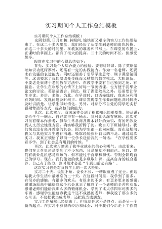 实习期间个人工作总结模板