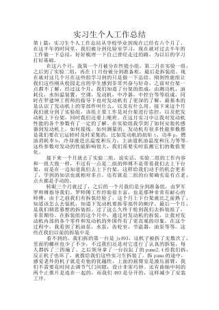 实习生个人工作总结