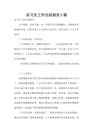实习生工作总结报告5篇